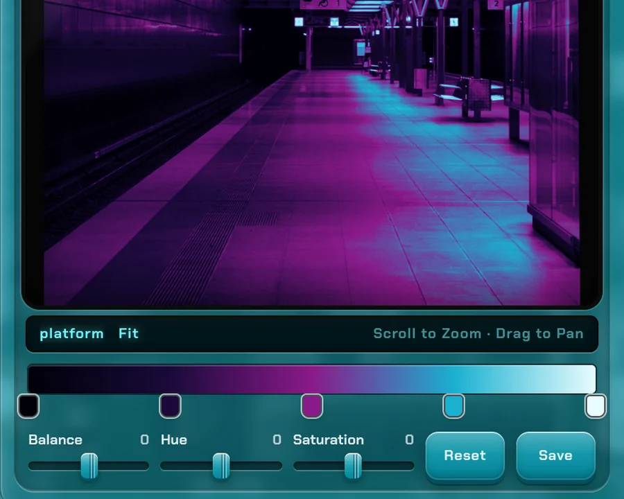 The gradient editor under the preview